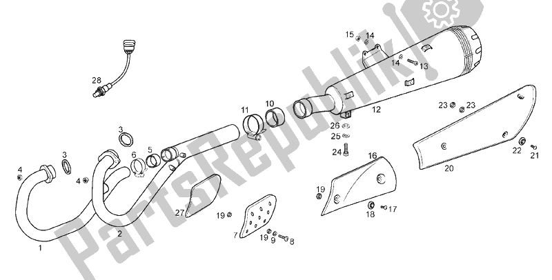 All parts for the Exhaust Unit of the Derbi Mulhacen 659 E3 2008