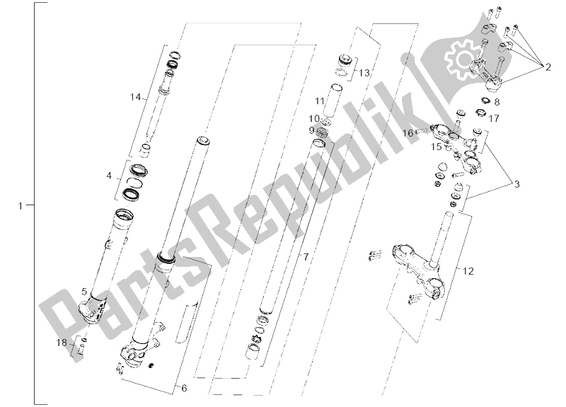 Todas las partes para Tenedor Frontal de Derbi Senda 125 R 4T 2004