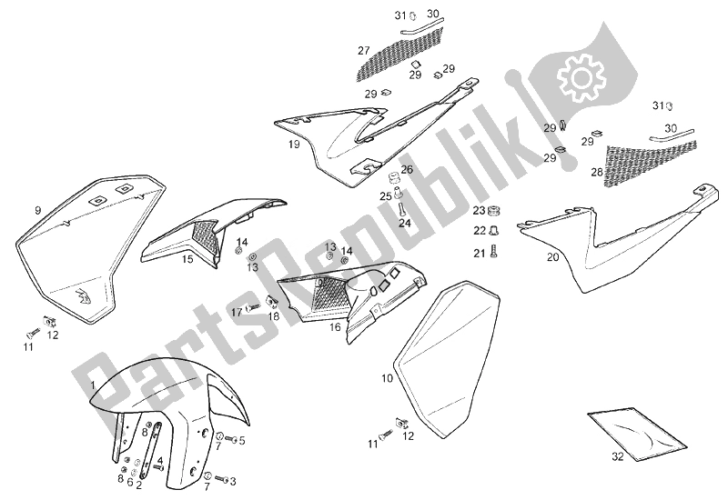 All parts for the Frame of the Derbi Mulhacen 659 E3 2008
