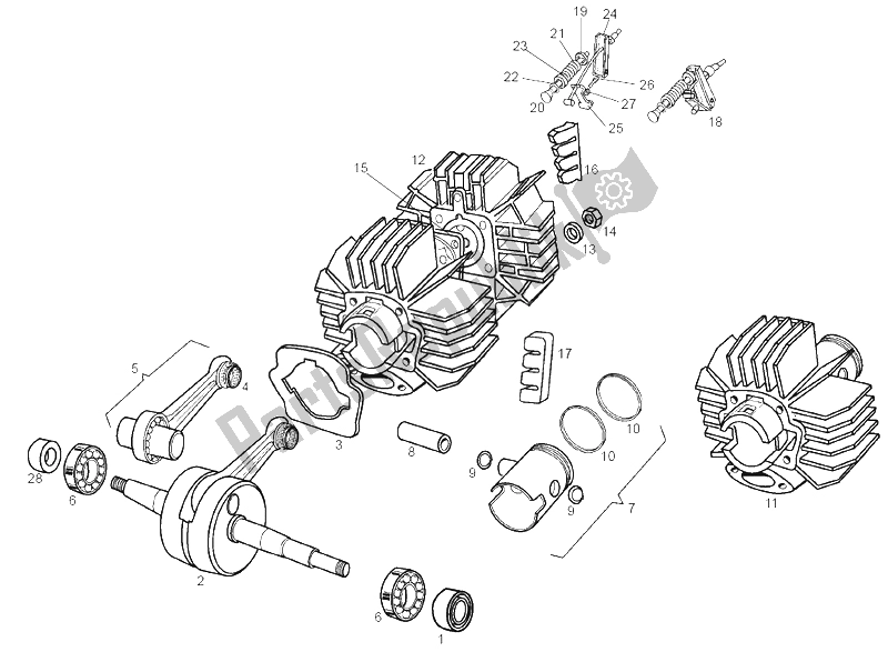All parts for the Cylinder - Head - Piston of the Derbi Variant Start Courier E2 50 2004