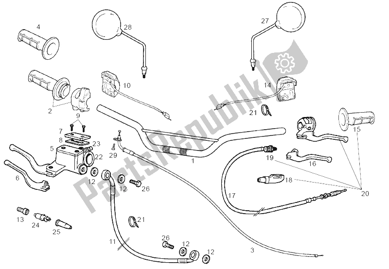 Toutes les pièces pour le Guidon - Commandes du Derbi Senda 125 R 4T E2 Y 2004