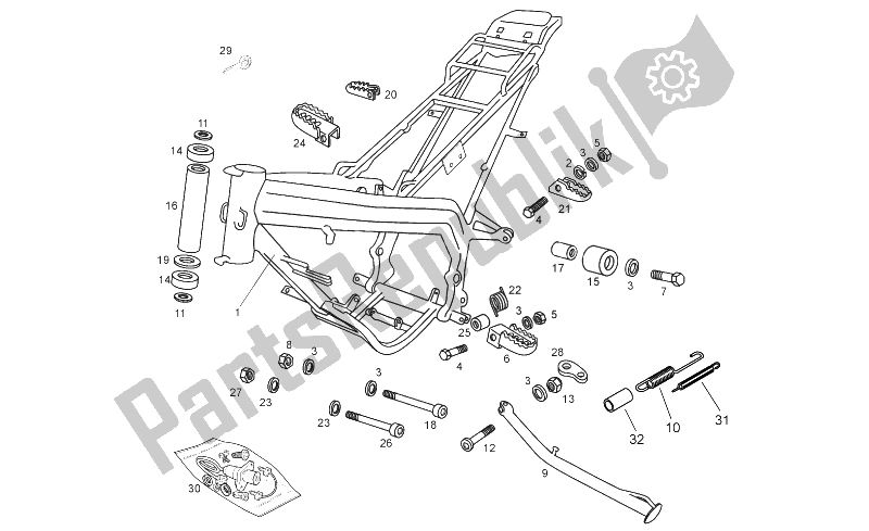 All parts for the Frame of the Derbi Senda 50 SM DRD X Treme 2T E2 2010