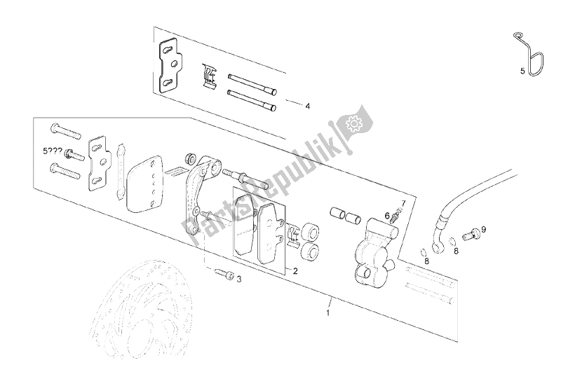 Toutes les pièces pour le étrier Avant du Derbi Rambla 125 CC 250 E3 2 VER 2008