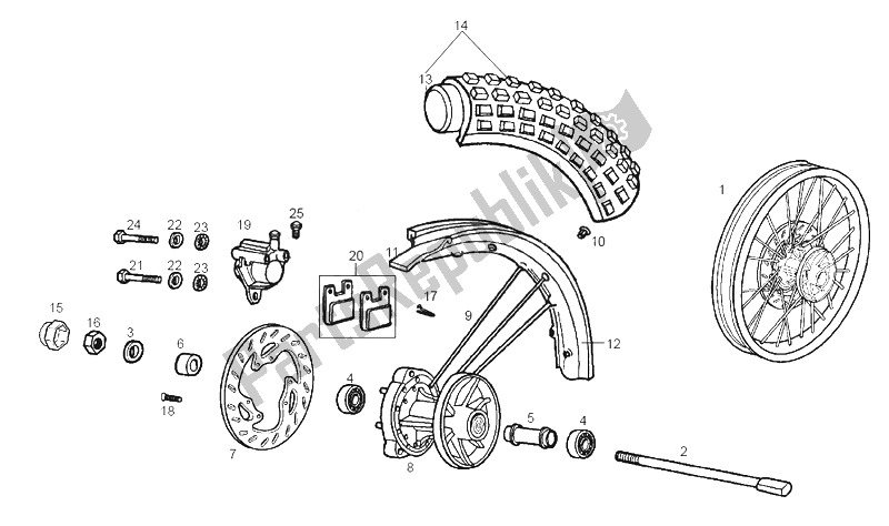 Toutes les pièces pour le Roue Avant du Derbi Senda 50 R X Race E2 4 Edicion 2006