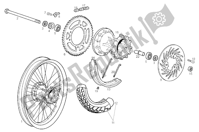 Todas las partes para Rueda Trasera de Derbi Senda 50 SM DRD Racing E2 2 VER 2005