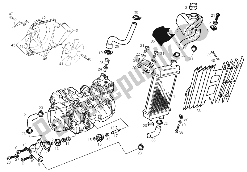 Toutes les pièces pour le Système De Refroidissement du Derbi Senda 50 SM DRD 2A Edicion 2003