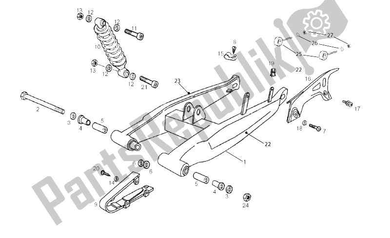 All parts for the Swing Arm - Shock Absorber of the Derbi Senda 50 R DRD X Treme 2T E2 2010
