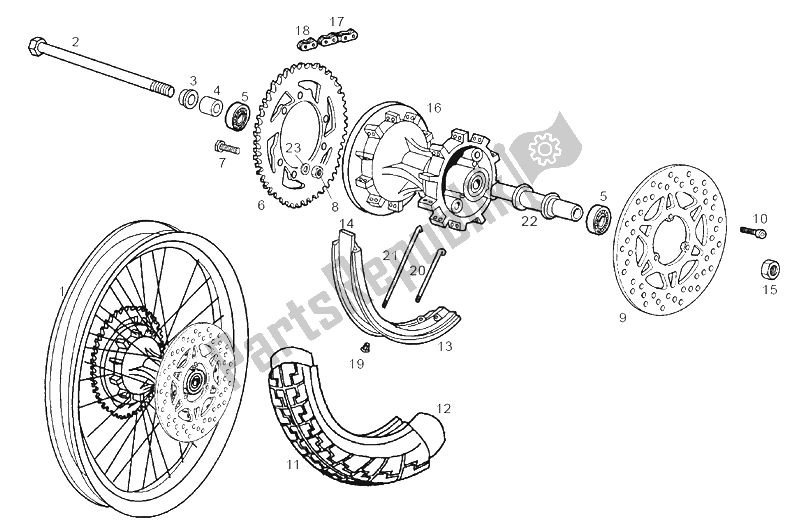 Tutte le parti per il Ruota Posteriore del Derbi Senda 125 SM 4T 2004