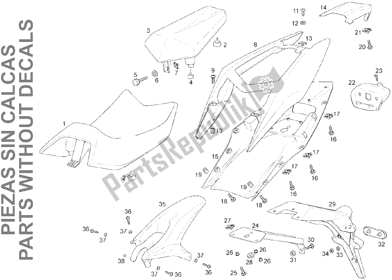 All parts for the Saddle of the Derbi GPR 125 4T E3 2009