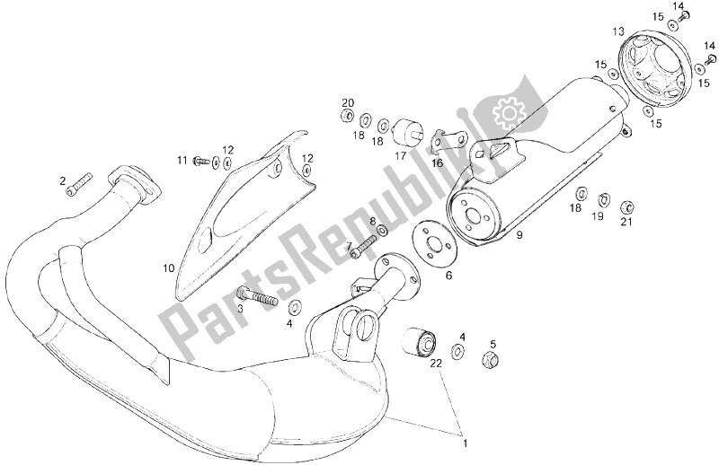 Todas as partes de Tubo De Escape do Derbi GPR 50 2T E2 2009