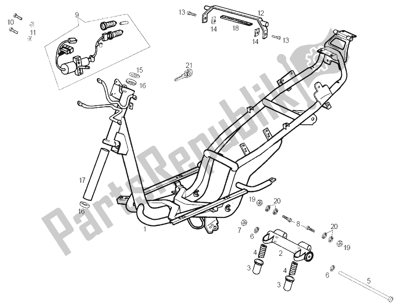 Todas as partes de Suporte Central do Derbi GP1 2A Edicion 50 2002