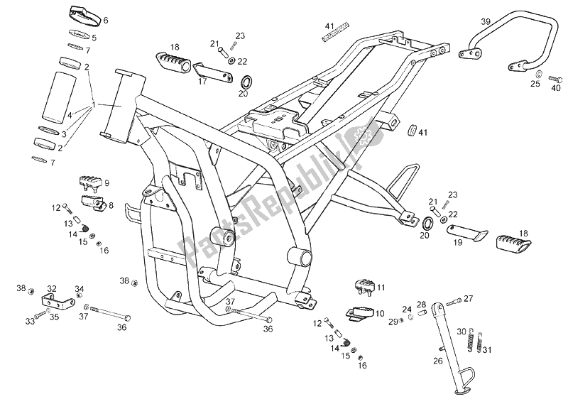 All parts for the Central Stand of the Derbi Mulhacen Cafe 125 E3 2008