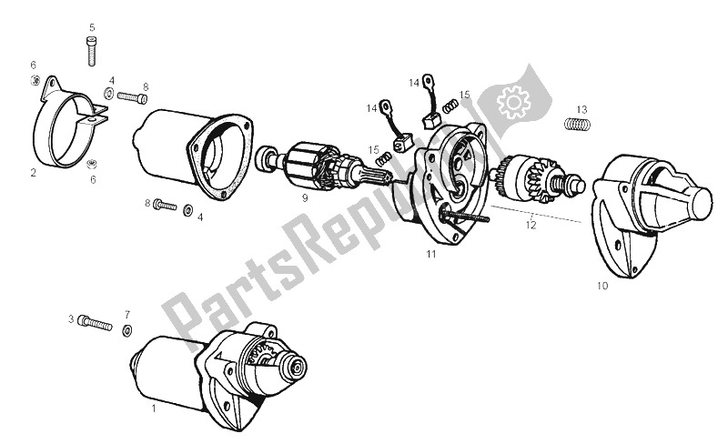 All parts for the Starter Assembly of the Derbi GPR 50 Nude E2 2A Edicion 2004