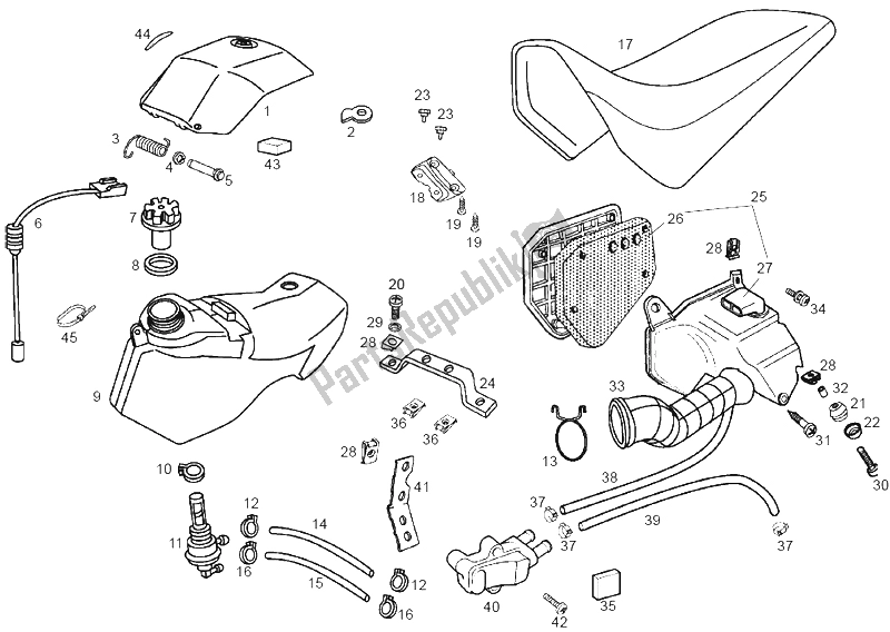 Alle onderdelen voor de Tank van de Derbi Senda 50 SM X Race E2 2 VER 2007