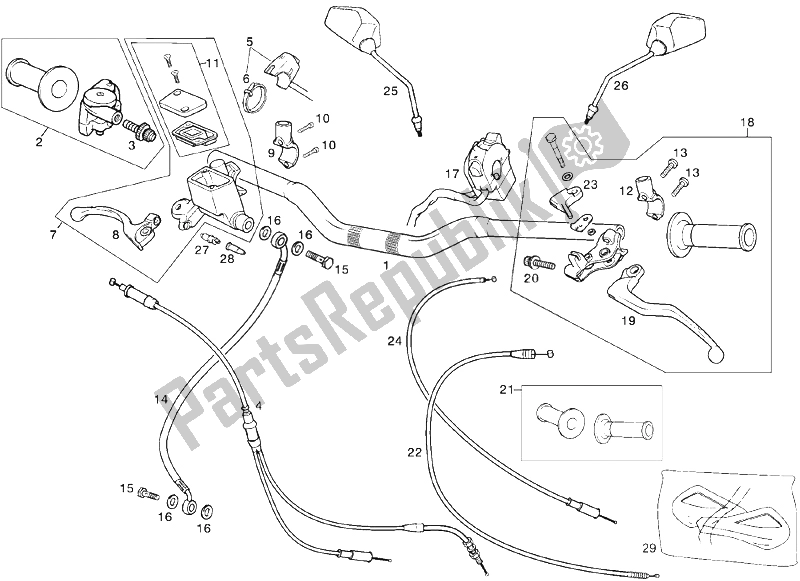 Toutes les pièces pour le Guidon du Derbi Senda 50 R DRD PRO E2 2 VER 2005