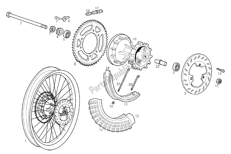 Toutes les pièces pour le Roue Arrière du Derbi Senda 50 SM DRD 2A Edicion 2003