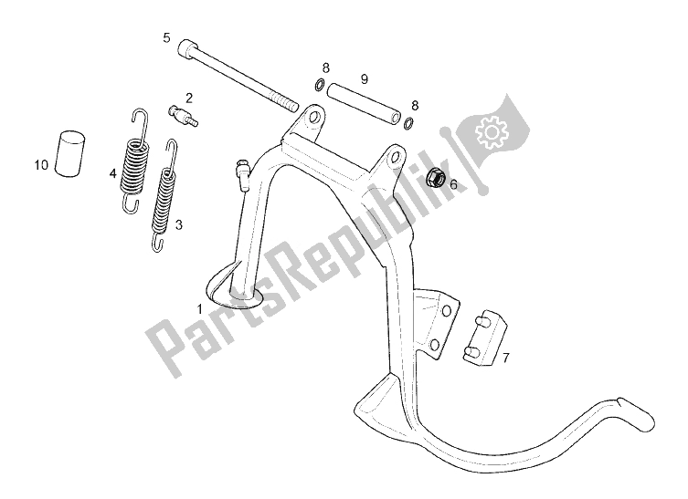 Toutes les pièces pour le Béquille Centrale (2) du Derbi Rambla 125 CC 250 E3 2 VER 2008