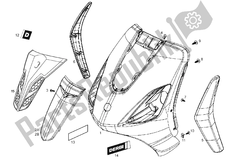 Toutes les pièces pour le Bouclier Avant du Derbi Boulevard 125 CC 4T E3 2008