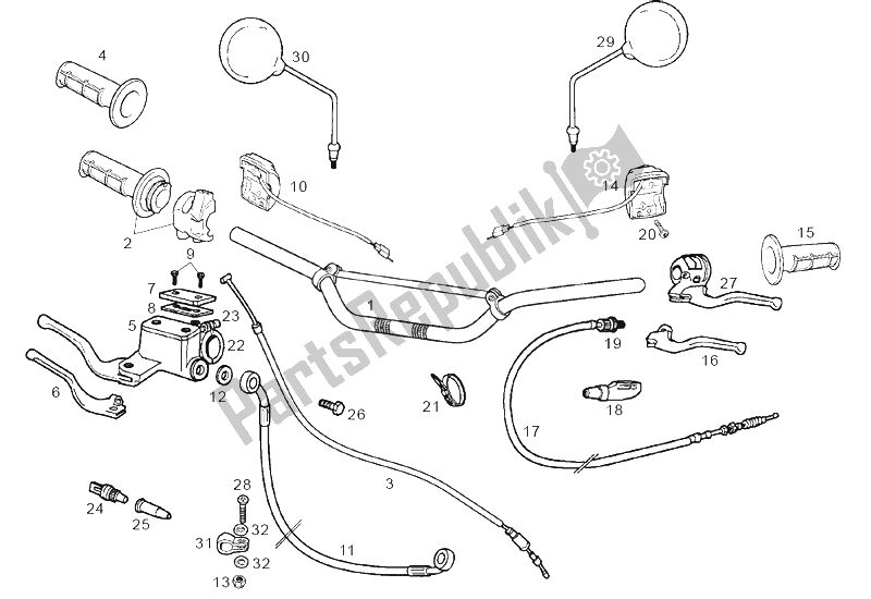 Alle onderdelen voor de Stuur - Controles van de Derbi Senda 125 SM 4T 2004