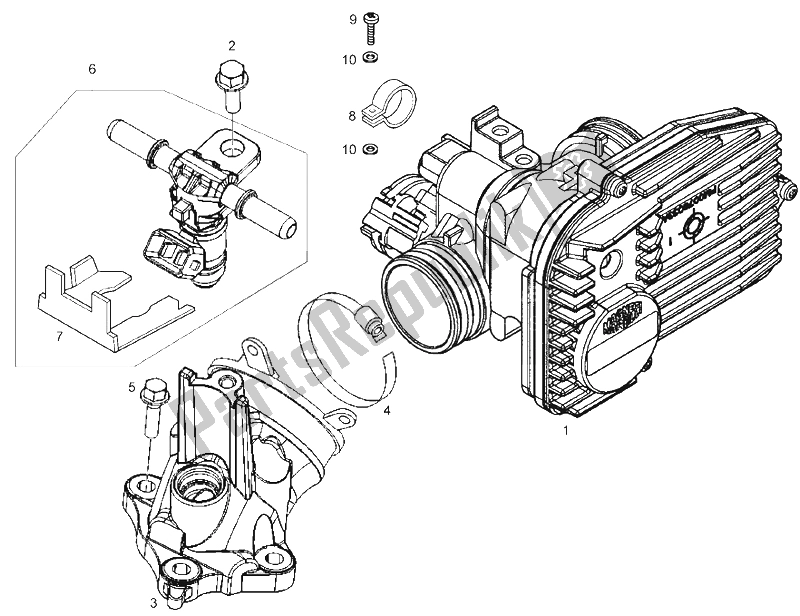 Alle onderdelen voor de Injector van de Derbi GP1 LOW Seat 250 CC E3 2 VER 2007