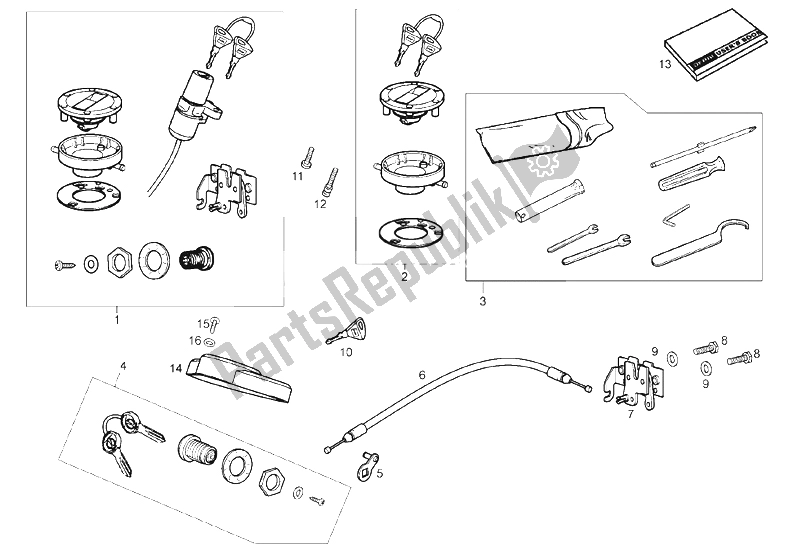 All parts for the Locks of the Derbi Terra 125 4T E3 2007