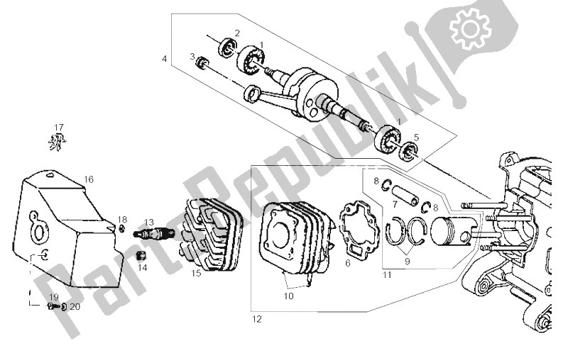 Todas las partes para Eje De Accionamiento - Cilindro - Pistón de Derbi Atlantis Bullet 1A Edicion 50 2003