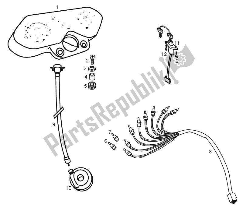 All parts for the Dashboard of the Derbi Senda 50 SM Export Market 2000