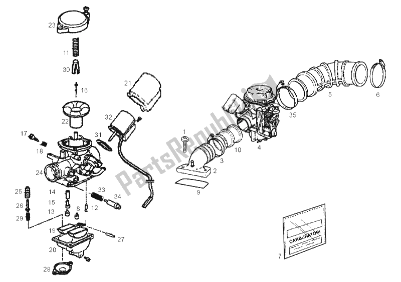 Todas las partes para Carburador de Derbi Atlantis 4T 50 CC 100 E2 2004