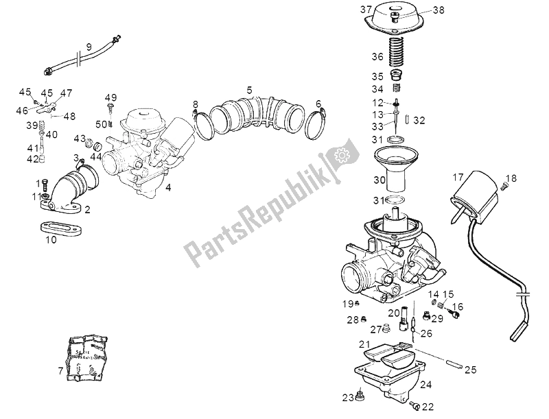 Tutte le parti per il Carburatore del Derbi Boulevard 2A Edicion 50 2002