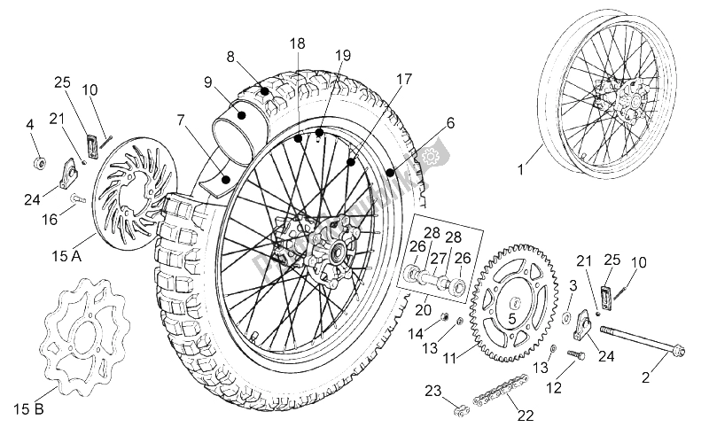 Toutes les pièces pour le Roue Arrière du Derbi Senda 50 R DRD PRO E2 2 VER 2005