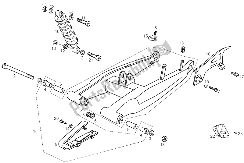 Toutes les pièces pour le Bras Oscillant - Amortisseur du Derbi Senda 50 SM X Race E2 2 VER 2007