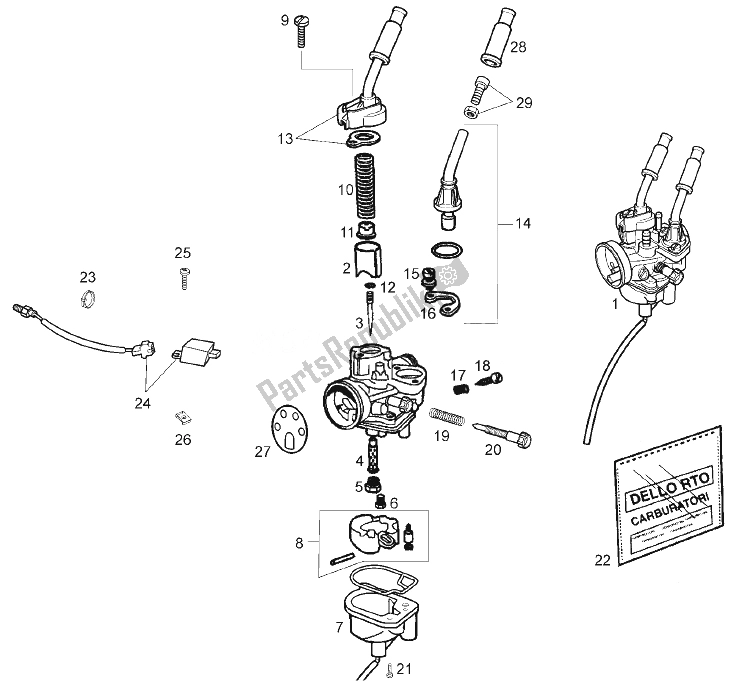 Todas las partes para Carburador (2) de Derbi Senda 50 SM X Trem E2 3 VER 2008