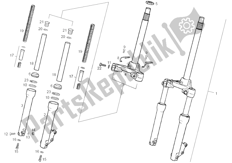 Toutes les pièces pour le Fourche Avant du Derbi Atlantis O2 25 KMH 50 2002