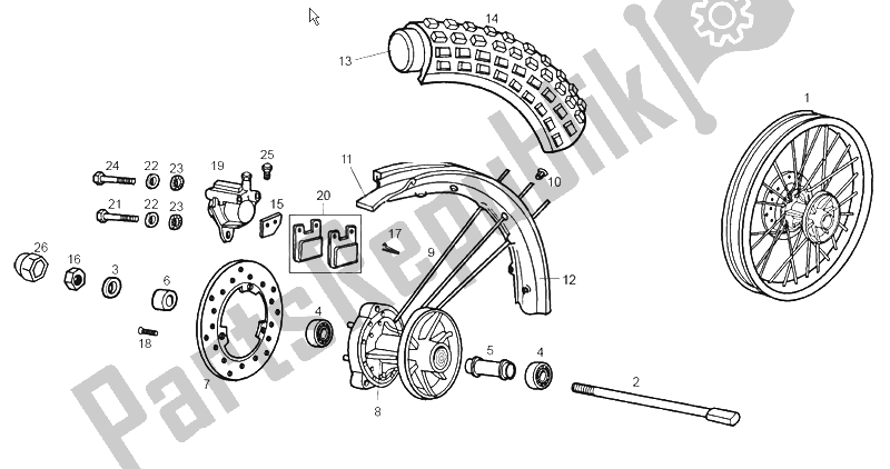 All parts for the Front Wheel of the Derbi Senda 50 R Export Market 2000