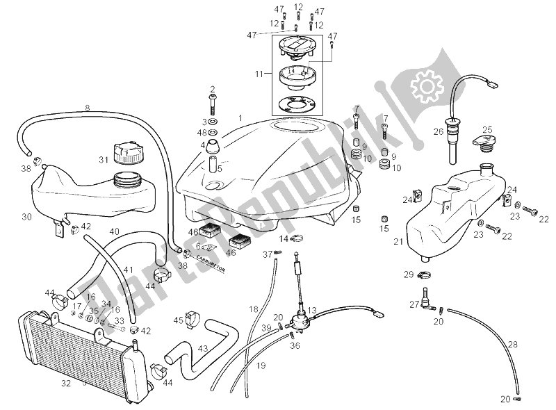 Todas las partes para Tanque (2) de Derbi GPR 125 Racing R E2 2 Edicion 2004