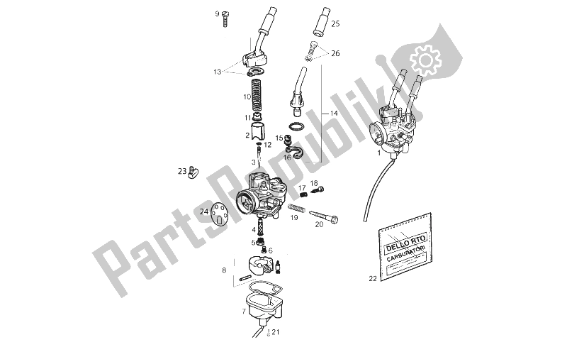 Todas as partes de Carburador do Derbi Senda 50 SM DRD 2T E2 LTD Edition 2012