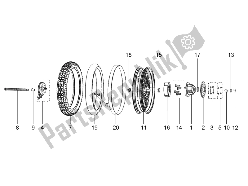 Alle onderdelen voor de Achterwiel Met Spaken van de Derbi ETX 150 2014