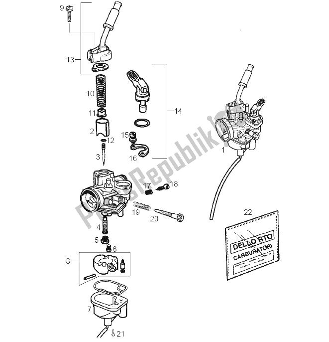 Todas las partes para Carburador de Derbi Senda 50 SM DRD Racing LTD Edition E2 2006