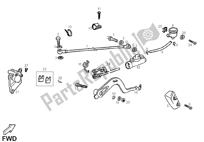 All parts for the Rear Brake of the Derbi Senda 50 SM X Trem E2 4 VER 2007