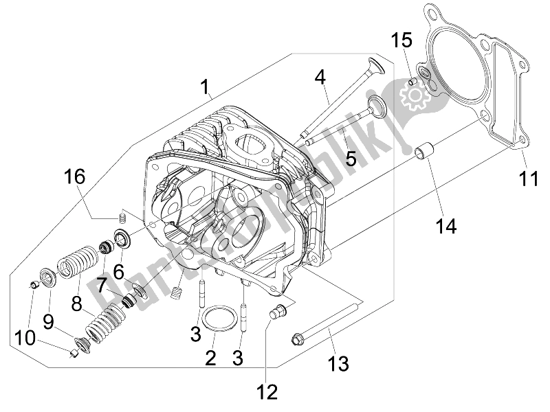 All parts for the Head Unit - Valve of the Derbi Boulevard 150 4T E3 2010