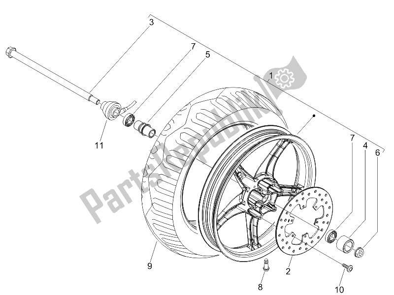 Tutte le parti per il Ruota Anteriore del Derbi Sonar 50 2T 2009