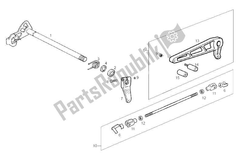 All parts for the Gear Lever of the Derbi GPR 125 Racing R E2 2 Edicion 2004