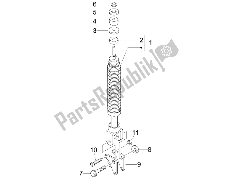 All parts for the Rear Suspension - Shock Absorber/s of the Derbi Boulevard 150 4T E3 2010