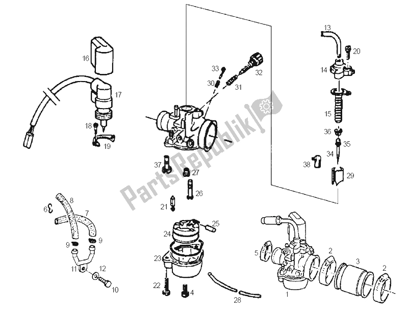 Alle onderdelen voor de Carburateur van de Derbi GP1 2A Edicion 50 2002