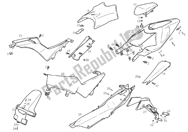 All parts for the Frame (5) of the Derbi GPR 50 Nude E2 2006