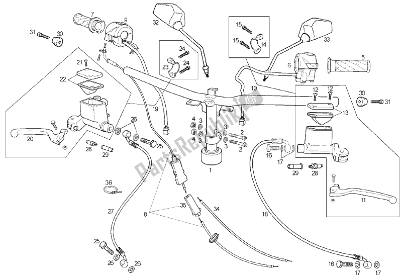 All parts for the Handlebar - Controls of the Derbi GP1 50 CC Open E2 2 VER 2006