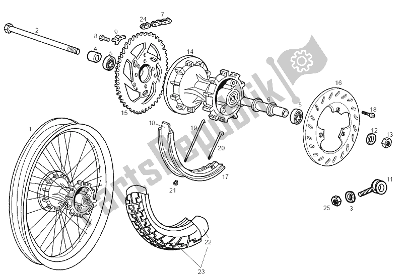 Toutes les pièces pour le Roue Arrière du Derbi Senda 50 SM X Race E2 4 Edicion 2006