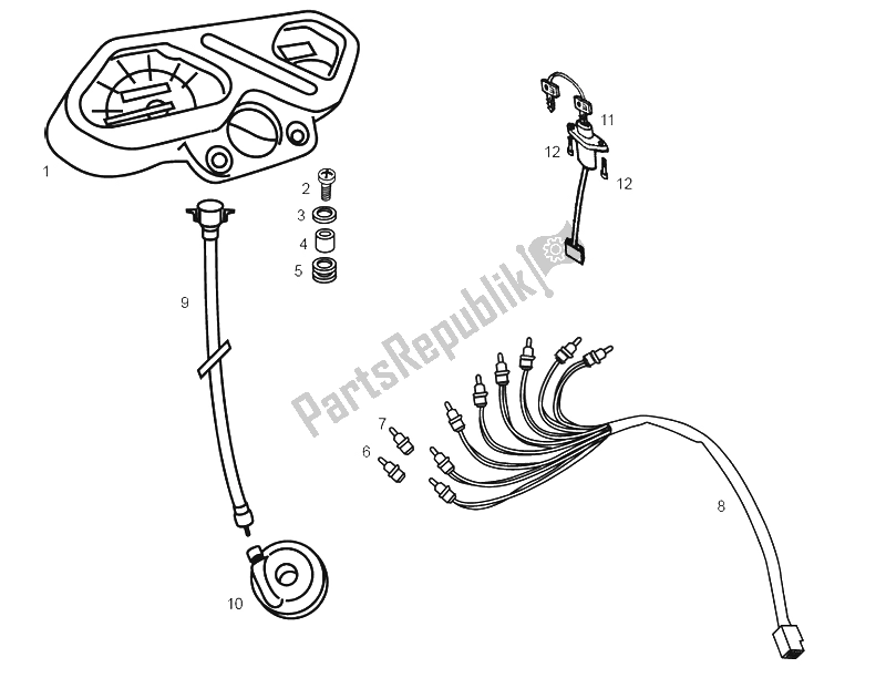 All parts for the Dashboard of the Derbi Senda 50 R Export Market 2000