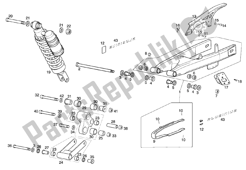 All parts for the Swing Arm - Shock Absorber of the Derbi Senda 50 SM DRD PRO E2 2 VER 2005