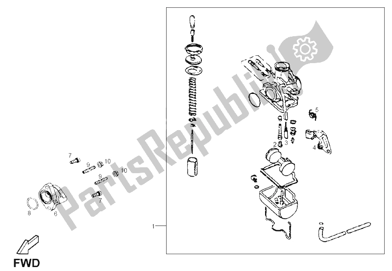 All parts for the Carburettor of the Derbi DXR 200 CC 2005